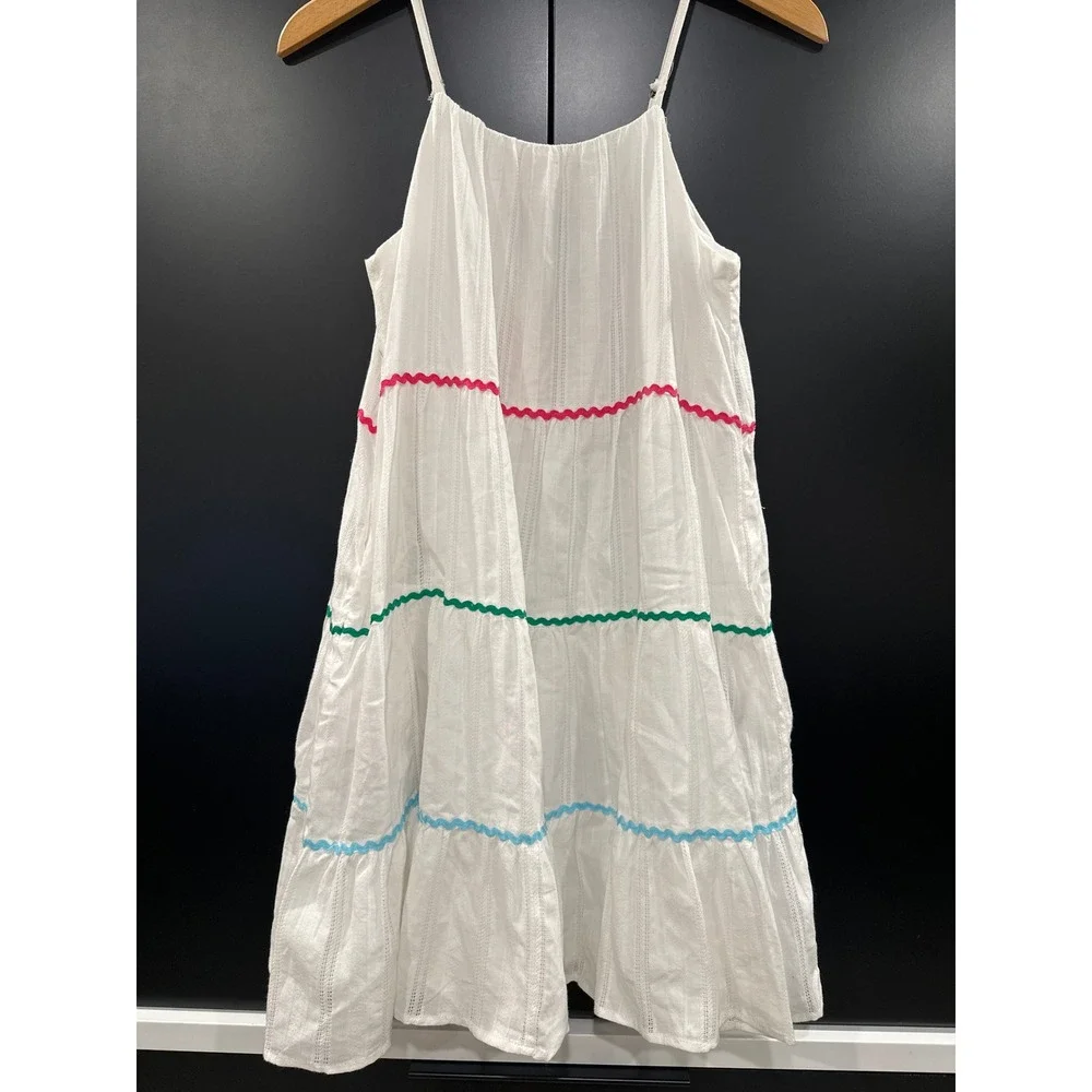 Hayden Girls White Tiered Cotton Rickrack Trim Sundress XL GY8212 NEW